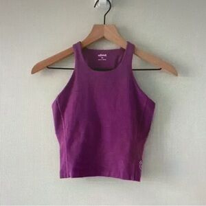 allbirds Purple Ribbed High-Neck Cropped Tank